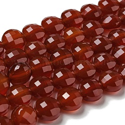 Chapelets de perles en cornaline naturelle, facette, plat rond, 10x7~7.5mm, Trou: 1.2mm, Environ 38 pcs/chapelet, 14.92'' (37.9 cm)