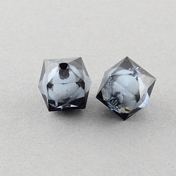 Perles en acrylique transparente, Perle en bourrelet, cube à facettes, grises , 10x9x9mm, Trou: 2mm, environ 1050 pcs/500 g