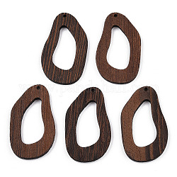 Grands pendentifs en bois de wengé naturel, non teint, breloques en forme de larme irrégulières, brun coco, 50x30x3.5mm, Trou: 2mm
