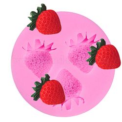 Moldes de silicona de grado alimenticio, moldes de fondant, para decoración de pasteles diy, chocolate, Molde de caramelo, fresa, rosa, 50.5x8.5mm