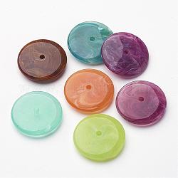 Perles acryliques rondes d'imitation pierre précieuse, couleur mixte, 26x6mm, Trou: 2.5mm