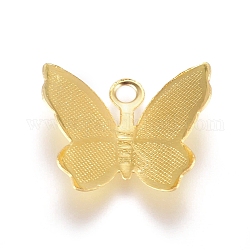 Colgantes de filigrana de latón, charms de la mariposa, dorado, 11x13.5x3mm, agujero: 1.5 mm