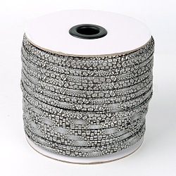 Cordones de cuero de imitación plana, gris, 5x3mm, Aproximadamente 50 yardas / rollo (150 pies / rollo)