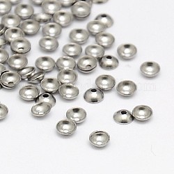 304 Edelstahl Perlenkappen, apetalous, Halbrund, 3x1 mm, Bohrung: 0.5 mm, 5000 Stück / Beutel