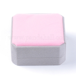Boîtes de bracelet de velours, carrée, perle rose, 9x9x4.5 cm