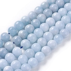 Natürliche Aquamarin Perlen Stränge, Runde, 7 mm, Bohrung: 1 mm, ca. 58 Stk. / Strang, 15.5 Zoll (39.5 cm)