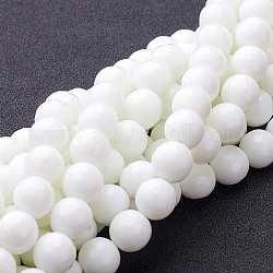 Synthetic White Agate Beads Strands, Dyed & Heated, Faceted, Round, White, 10mm, Hole: 1mm, about 38pcs/strand, 16 inch