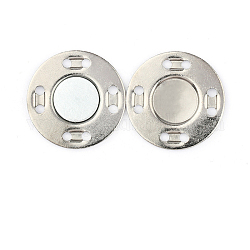 Botones magnéticos de hierro sujetador de imán a presión, plano y redondo, para la confección de telas y bolsos, Platino, 2 cm