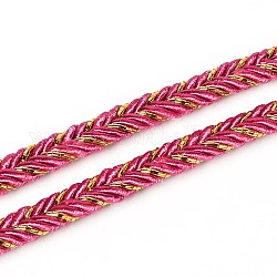 Плетеные ткани нити шнуры для браслетов материалы, темно-розовыми, 6 мм, около 50 ярдов / рулон (150 фута / рулон)