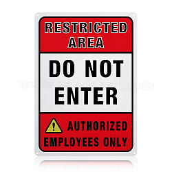 Panneaux d'avertissement en aluminium protégés contre les UV et étanches, ne saisissez pas les employés autorisés seulement signez, ne saisissez pas les employés autorisés seulement signez, rouge, 350x250x1mm, Trou: 4mm