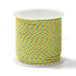 Cordón de polialgodón de 4 capa, cuerda de algodón macramé hecha a mano, con alambre de oro, para colgar en la pared de cuerda, diy artesanal hilo de tejer, verde amarillo, 1.5mm, alrededor de 21.8 yarda (20 m) / rollo