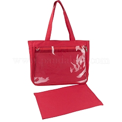 Сумки на холсте, прямоугольные женские сумки, с замком-молнией и прозрачными окнами из ПВХ, красные, 31x37x8 см