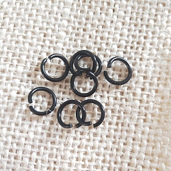 Anneaux de saut ouverts en fer peint au four, anneau rond, noir, 10x1.4mm