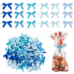 PandaHall Elite 120Pcs 6 Colors Polyester Packaging Ribbon Bows, Gift Pull Bows, with Iron Wire Twist Ties, for DIY Gift Wrap Decoration, Wedding Candy Party Decoration, Mixed Color, 60~65x85~90x3.4mm, 20pcs/color