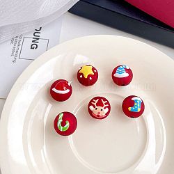 Perles acryliques opaques sur le thème de noël, avec l'émail, ronde, rouge, 15.5x15.6mm, Trou: 3mm