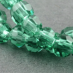 Transparent Glass Bead Strands, Faceted, Flat Round, Dark Cyan, 4~5x3~4mm, Hole: 0.5mm, about 100pcs/strand, 14.7 inch