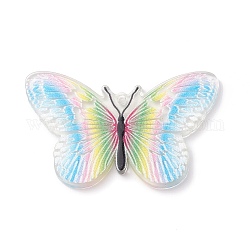 Grandes colgantes acrílicos impresos, encanto de mariposa, colorido, 30x50x2mm, agujero: 1.6 mm