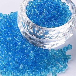 Perline semi di vetro, trasparente, tondo, foro rotondo, cielo blu profondo, 8/0, 3mm, Foro: 1 mm, circa 1111pcs/50g, 50 g / borsa, 18 borsa/2 libbre