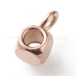 Ion Plating(IP) 304 Stainless Steel Tube Bails, Loop Bails, Cube Bail Beads, Rose Gold, 6x3x3mm, Hole: 1.6mm