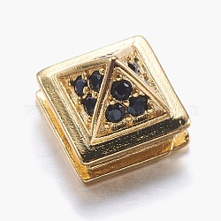 Brass Micro Pave Cubic Zirconia Rivet Beads, Cone, Golden, Black, 9.5x9.5x8mm, Hole: 2mm