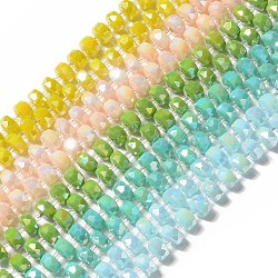 Chapelets de perles en verre, facette, plat rond, couleur mixte, 8x5mm, Trou: 1.2mm, Environ 80 pcs/chapelet, 21.65 pouce (55 cm)