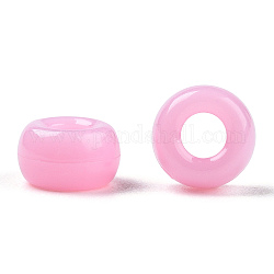 Opaque Acrylic Beads, Rondelle, Pearl Pink, 7x4mm, Hole: 3mm, about 4545pcs/500g