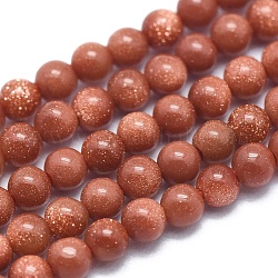 Chapelets de perles en goldstone synthétique, ronde, 2mm, Trou: 0.5mm, Environ 195 pcs/chapelet, 15.35 pouce (39 cm)