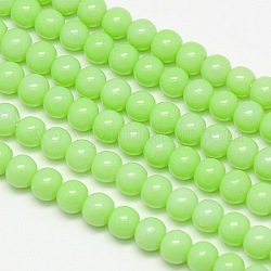 Eco-Friendly Round Baking Paint Glass Beads Strands, Cotton Cord Threaded, Pale Green, 4~4.5mm, Hole: 0.7~1.1mm, about 104pcs/strand, 15 inch