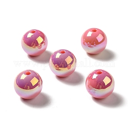 Placage uv perles acryliques irisées arc-en-ciel, ronde, peachpuff, 15~15.5x15.5~16mm, Trou: 2.7mm