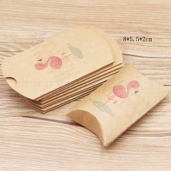 Coffrets cadeaux oreillers en papier, boîtes d'emballage, boîte de bonbons sucrés, motif de forme de flamant rose, burlywood, 9.9x5.5x0.1 cm, produit fini: 8x5.5x2cm