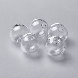 手作り吹きガラスグローブボールボトル  ガラスバイアルペンダント用  ラウンド  透明  16mm