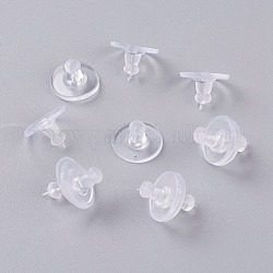 Poussoirs d'oreilles en plastique, Boucles d'oreilles à embrayage à balles avec coussinet, pour les oreilles tombantes, clair, 10x6mm, Trou: 0.7mm