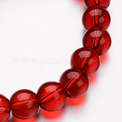 Vetro fili di perline rotondo, rosso, 4mm, Foro: 1 mm, circa 75~80pcs/filo, 11 pollice