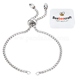 Beebeecraft 10 pz regolabile 304 bracciali scorrevoli in acciaio inossidabile che fanno, braccialetti di bolo, colore acciaio inossidabile, lunghezza singola catena: circa 11 cm