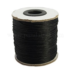 Nylon Thread, Rattail Satin Cord, Nylon Jewelry Cord for Braided Jewelry Making, Round, Black, 1mm, about 100yards/roll(300 feet/roll)