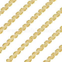 Fingerinspire 25 mètre de garniture tressée métallique de 10 mm de large, ruban en polyester doré clair avec motif ondulé, garniture métallique pour bijoux fantaisie, accessoires de couture, décoration d'intérieur