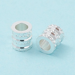 Cremagliera perle di ottone di placcatura,  cadmio& piombo libero, placcato di lunga durata, colonna, argento, 6x6.5mm, Foro: 3.5 mm