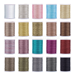 Olycraft Polyester Braided Cord, with Metallic Cord, Mixed Color, 1mm, about 7m/roll, 20 colors, 1roll/color, 20rolls/set