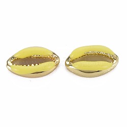 Perles d'émail en alliage, forme de cauris, or clair, jaune, 16.5x10x4.5mm, Trou: 1.2mm
