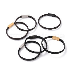 Bracelets en corde tressée en microfibre, bracelets de style gothique pour hommes femmes, avec fermoirs magnétiques en 304 acier inoxydable, couleur mixte, 8-5/8 pouce (22 cm)