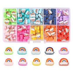 200Pcs 10 Colors Handmade Polymer Clay Beads, Rainbow, Mixed Color, 6~9x8~11x4mm, Hole: 1.6mm, 20pcs/color