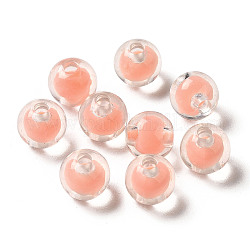 Transparente Acryl Perlen, Perle in Perlen, Runde, Licht Lachs, 7.5x7 mm, Bohrung: 2 mm, etwa: 2083 Stk. / 500 g