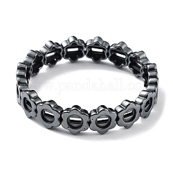 Ematite perline braccialetti elastici sintetici non magnetici, braccialetto di piastrelle, fiore, diametro interno: 2-1/4 pollice (5.6 cm), perline:13x12mm