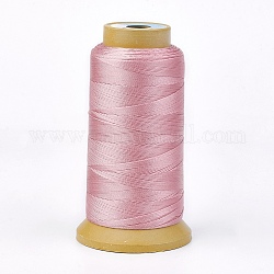 Полиэфирная нить, для заказа тканые материалы ювелирных изделий, розовые, 1 мм, около 230 м / рулон