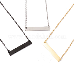 304 collier pendentif rectangle en acier inoxydable pour homme femme, couleur mixte, 17.7 pouce (45 cm)
