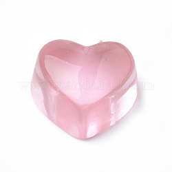 Cabochon in resina trasparente, cuore, roso, 14x16x10mm
