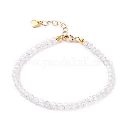 Bracelets en perles de zircon cubique, avec 304 breloques en forme de cœur en acier inoxydable plaqué or et fermoirs à pince de homard, clair, 7-5/8 pouce (19.5 cm)