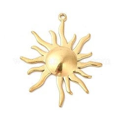 Placcatura ionica (ip) 304 ciondoli in acciaio inossidabile, incantesimi del sole, vero placcato oro 18k, 45x37x3.5mm, Foro: 2 mm
