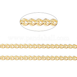 Brass Twisted Chains, Curb Chains, Diamond Cut, Soldered, Faceted, with Spool, Cadmium Free & Nickel Free & Lead Free, Matte Gold Color, 1.5x1x0.35mm, about 301.83 Feet(92m)/roll