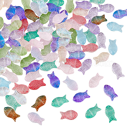 Dicosmetic 220 pz 11 colori perle di vetro verniciate a spruzzo trasparenti, pesce, colore misto, 15x8x5mm, Foro: 1 mm, 20 pz / colore